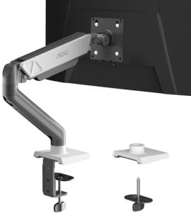 AOC Monitor Mount, Adjustable Single Monitor Arm for 17–32 Inch Screens, Fits 4.4–19.8lbs, Cable Management, VESA 75x75/100x100, C-Clamp & Grommet Base