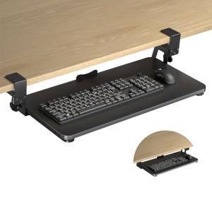 XINLEI Keyboard Tray Under Desk Large C-Clamp 25.6” (30” Including Clamps) x 11.8” Slide-Out Platform Computer Drawer Pull Out Keyboard & Mouse Tray Black DSF4