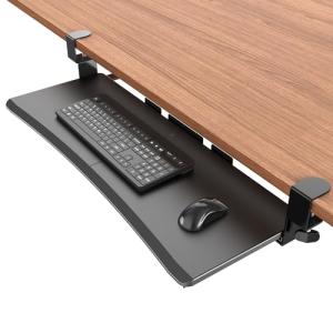 UPGRAVITY Large Keyboard Tray Under Desk - Slide Out with Sturdy C-Clip Mount System, 27 (31.2 Including Clamps) X 11.81 Put-Out Keyboard Tray Computer Drawer for Ergonomic Typing, Black