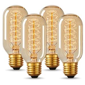DORESshop Edison Bulbs, Vintage Edison Light Bulbs 40 Watt, T45, 110-130 Volts, E26/E27 Base Incandescent Dimmable Decorative Antique Filament Light Bulbs, Amber Glass, Warm White, 4 Pack