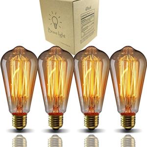 GOENDR E26 40W Edison Bulbs, ST64 Vintage Incandescent Light Bulbs, 2700K Warm Dimmable, Squirrel Cage Filament Bulb for Table Lamp Home Antique Decorative, 4 Pack