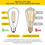 Gozelux Vintage LED Edison Bulbs 6W, Equivalent 60W Incandescent, Warm White 2700K, ST58 Antique LED Filament Bulbs with 90+ CRI, E26 Medium Base,Dimmable, Clear Glass, Pack of 6