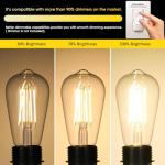 Gozelux Vintage LED Edison Bulbs 6W, Equivalent 60W Incandescent, Warm White 2700K, ST58 Antique LED Filament Bulbs with 90+ CRI, E26 Medium Base,Dimmable, Clear Glass, Pack of 6
