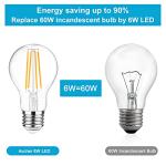 Ascher 60W LED Filament Light Bulbs, Warm White
