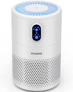 MOOKA Air Purifiers for Home Large Room up to 1076 ft², H13 True HEPA Air Filter Cleaner, Odor Eliminator, Remove Smoke Dust Pollen Pet Dander, Night Light(Available for California)