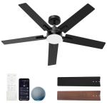 Smart 52-Inch Ceiling Fan with Lights and Remote