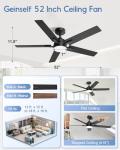 Smart 52-Inch Ceiling Fan with Lights and Remote