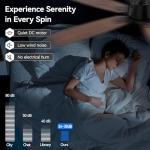 SUNMORY 52-Inch Black Ceiling Fan with Light