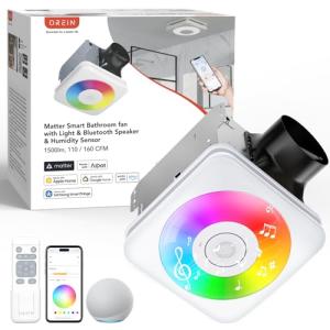 OREiN Smart Bathroom Fan with Bluetooth and Light