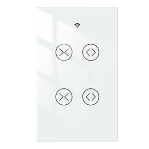 MOES Smart WiFi RF 2 Gang Double Curtain Blind Touch Switch for Roller Shutter Electric Motor Tuya Smart Life App, Voice Control with Google Home Alexa Voice Control, White