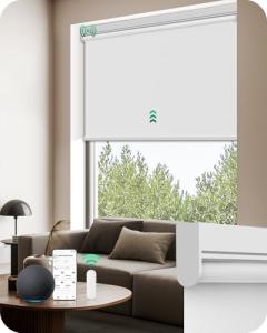 Motorized Remote Control Blackout Roller Blinds, White
