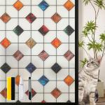 Geometric Frosted Stained Glass Window Film