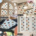 Geometric Frosted Stained Glass Window Film