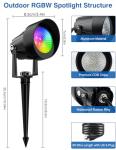 Smart RGBW LED Spotlights for Outdoor Lighting, 4-Pack