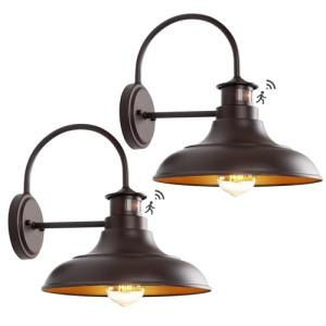 Oil Rubbed Bronze Motion Sensor Barn Lights 2 Pack