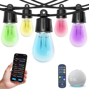 Meewata 50ft Smart RGBIC Outdoor String Lights