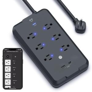 Geeni Smart Plug Power Strip with USB, 6ft Cord