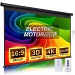 84-Inch Motorized HD Projector Screen with Remote