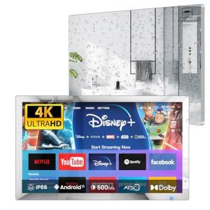 32" 4K Smart Bathroom Mirror TV with Voice Control