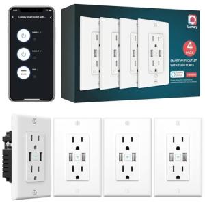 Lumary Smart Outlet with USB—Works with Alexa, Google Home