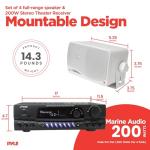 PYLE 3.5" Outdoor Speakers & 200W Receiver Set
