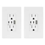 TOPGREENER 4.2A 3-Port USB Wall Outlet, 2-Pack