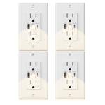 USB Wall Outlets with LED Night Lights (4 Pack)