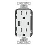 Leviton USB In-Wall Charger with Outlet, White
