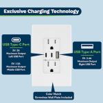 TOPGREENER 4.2A 3-Port USB Wall Outlet, 2-Pack