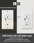 USB Wall Outlets with LED Night Lights (4 Pack)