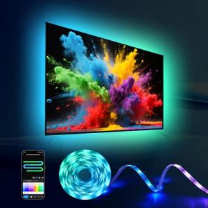 LED TV Backlight Strip - 16.4ft with Bluetooth & Voice Control