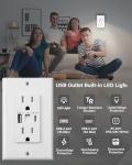 USB Wall Outlets with LED Night Lights (4 Pack)