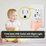 USB Wall Outlets with LED Night Lights (4 Pack)