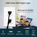 USB Wall Outlets with LED Night Lights (4 Pack)