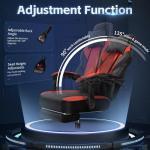 Ergonomic Gaming Chair with Footrest and Massage Support