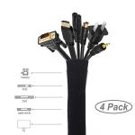 JOTO 4 Pack Cable Management Sleeve with Zipper