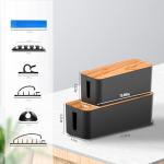 2 Pack Wooden Cable Management Box with Clips