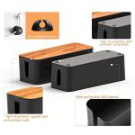 2 Pack Wooden Cable Management Box with Clips