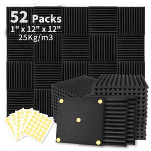 Focusound 52 Pack Acoustic Foam Panels for Soundproofing