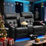 Massage Recliner Loveseat with LED Lights & USB