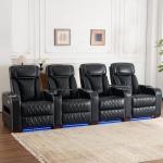 CALIVIA Power Recliner Home Theater Seating with LED Lights