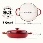 Red 3 Quart Enameled Cast Iron Braiser with Lid