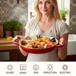 Red 3 Quart Enameled Cast Iron Braiser with Lid