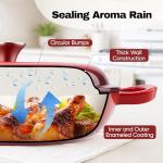 Red 3 Quart Enameled Cast Iron Braiser with Lid