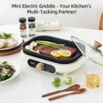 AORAN 600W Dual-Zone Nonstick Electric Skillet