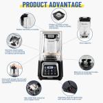 High-Power Commercial Smoothie Blender with 4 Settings