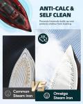 OMAIGA Cordless 1500W Steam Iron with Ceramic Soleplate