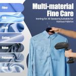 1800W Handheld Fabric Steamer - 2-in-1 Wrinkle Remover