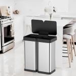 FinerFurnis 2x8 Gallon Touchless Trash Cans Combo