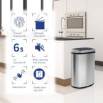 Automatic Touchless 13 Gallon Trash Can, Stainless Steel